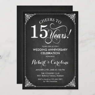 Invitación 15° Aniversario del Boda - Blanco de Chalkboard