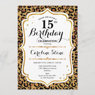 Invitación 15 Aniversario - Impresión de Leopardo de Oro