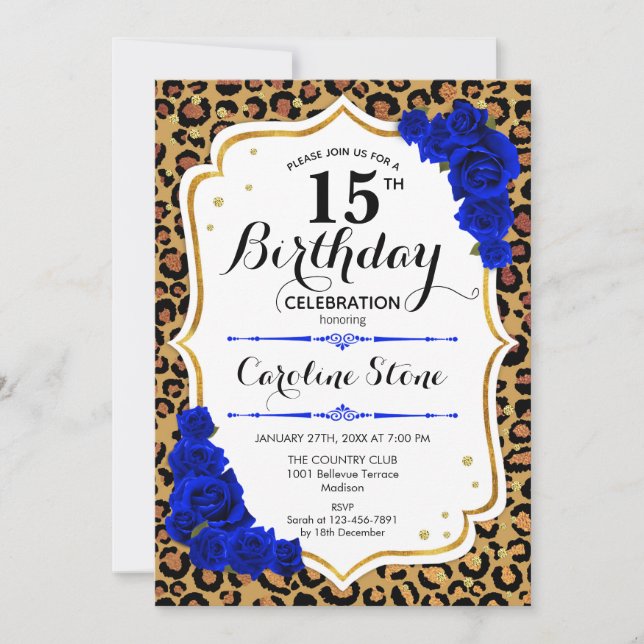 Invitación 15 Aniversario - Impresión del Leopardo del Oro Az (Anverso)