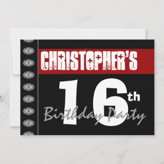 Invitación 16.ª fiesta de cumpleaños 2 G blanco y negro moder