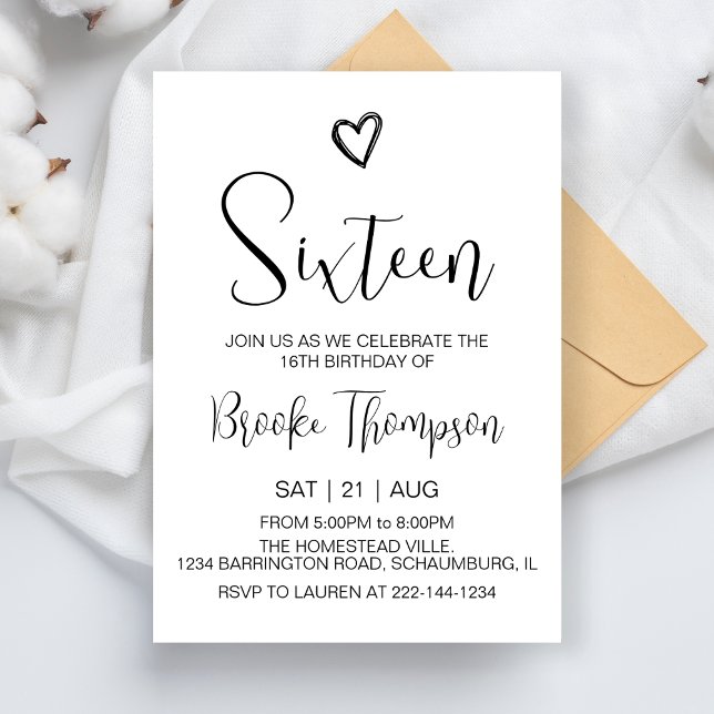 Invitación 16.ª fiesta de cumpleaños Chica de 16 años (Subido por el creador)