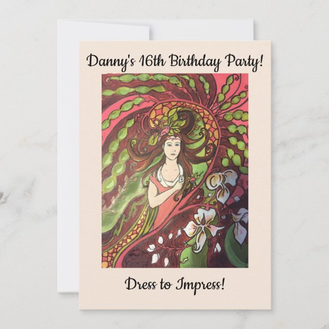 Invitación 16.ª fiesta de cumpleaños - Chica de Guay (Anverso)