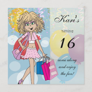 Invitación 16.ª fiesta de cumpleaños de chicas