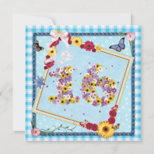 Invitación 16.ª fiesta de cumpleaños Flores de invitación, ma