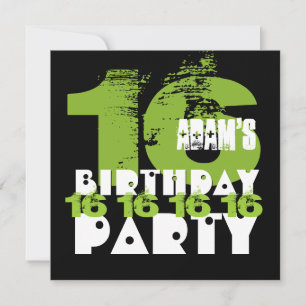 Invitación 16.ª fiesta de cumpleaños Grunge Z16A de 16 años