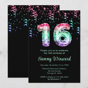 Invitación 16.ª sirena con Confetti