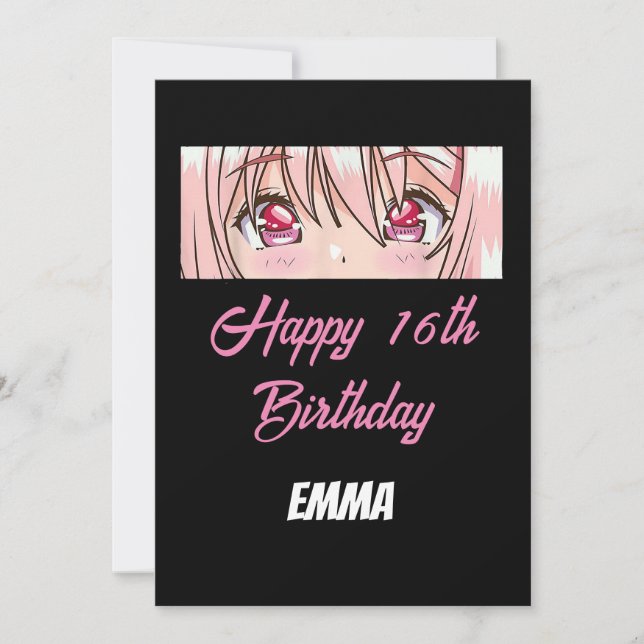 Invitación 16.º Anime de Cumpleaños (Anverso)