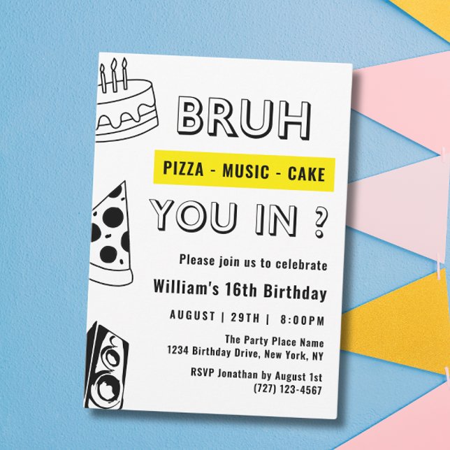 Invitación 16.º Bruh, tú en el cumpleaños adolescente gracios (Subido por el creador)
