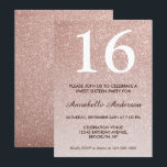 Invitación 16.º cumpleaños Glam Rosa Rosa Purpurina Ombre<br><div class="desc">Celebre su celebración de cumpleaños con esta invitación a la tarjeta de cumpleaños Sparkle Ombre,  Purpurina de oro rosa de estilo Glam.</div>