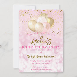 Invitación 16.º cumpleaños glamoroso rosa