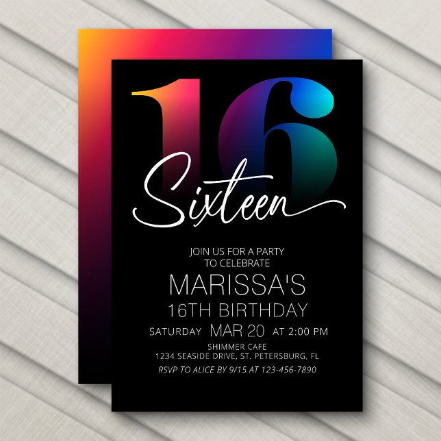 Invitación 16.º cumpleaños moderno (Subido por el creador)