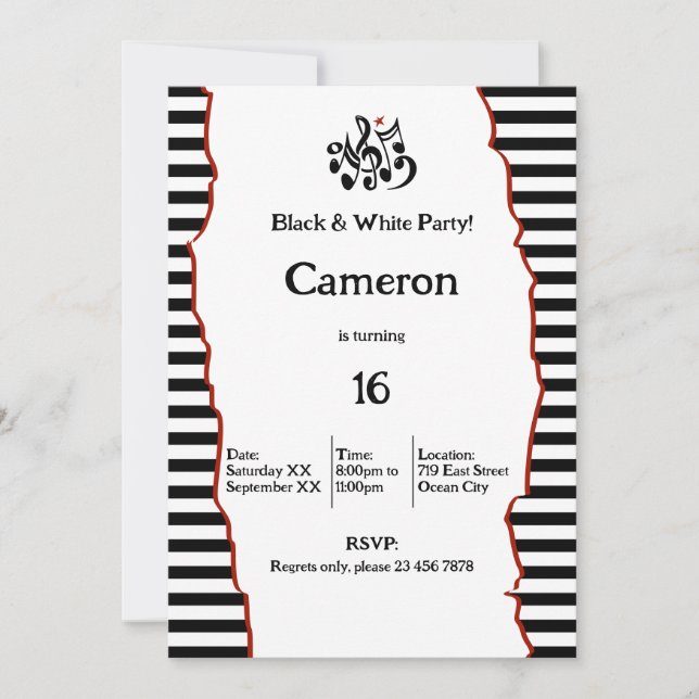 Invitación 16.º Fiesta Blanco y Negro (Anverso)