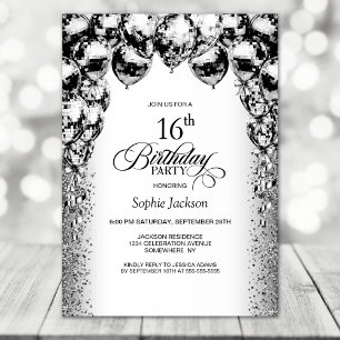 Invitación 16.º Fiesta de los globos blancos y negros