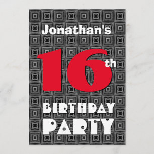 Invitación 16 Aniversario del moderno patrón blanco adolescen