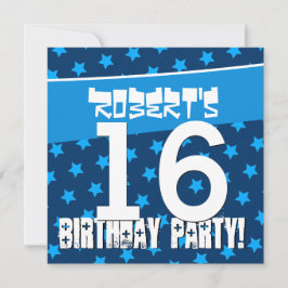 Invitación 16 años Hues of Blue Stars D4241