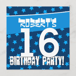 Invitación 16 años Hues of Blue Stars D4241