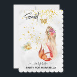 Invitación *~* 16 DULCES DIECISÉIS Cumpleaños de la Sirena Fl<br><div class="desc">* FIESTA SORPRESA ENÉRGICAMENTE MEJORADO DULCE DIECISÉIS centelleantes MODERNAS Peach Peach Pink color Sirvienta con largo y lujoso pelo. Los brillantes números de 16 RELIEVES METALIZADOS DORADOS BALLOON hacen una increíble adición festiva a su dulce 16 cumpleaños de fiesta. Nuestra Sirenita no está nadando sola. Ella siempre tiene un FISH...</div>