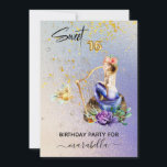 Invitación *~* 16 DULCES DIECISÉIS Ombre de Sirena Azul cumpl<br><div class="desc">* Fantasía mágica enérgicamente mejorada DULCE SESENTA brillante color AZUL oscuro MODERNO Sirvienta con el pelo largo y despiadado BLONDE. Hay muchas flores bellas a su alrededor. Ella está JUGANDO un HARP dorado. Los brillantes números de 16 RELIEVES METALIZADOS DORADOS BALLOON hacen una increíble adición festiva a su dulce 16...</div>