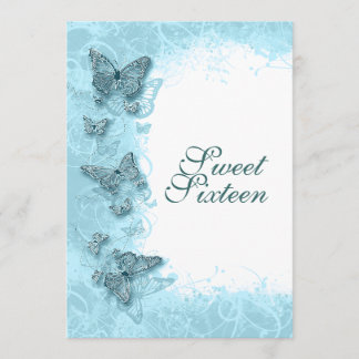 Invitación 16a fiesta de cumpleaños "dulce dieciséis" aqua