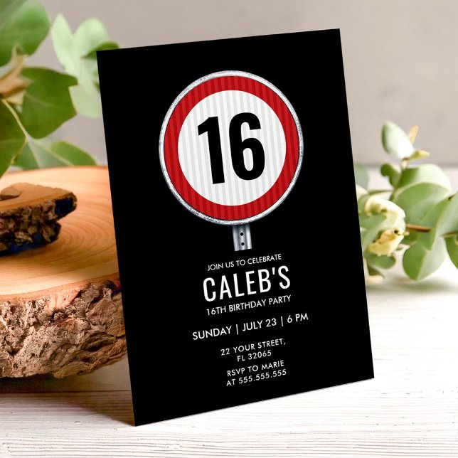Invitación 16th Birthday Speed Limit Sign - ANY AGE (Subido por el creador)