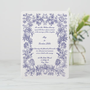 Invitación 1770 Boda de impresión de borde floral botánico