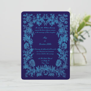 Invitación 1770 Boda de impresión de borde floral botánico