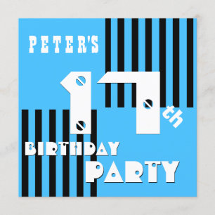Invitación 17.ª o cualquier cumpleaños de franjas modernas T1
