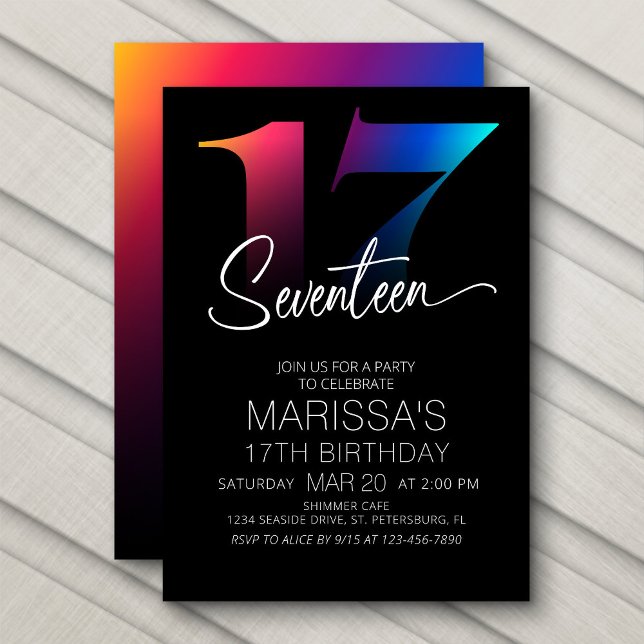 Invitación 17.º cumpleaños moderno (Subido por el creador)
