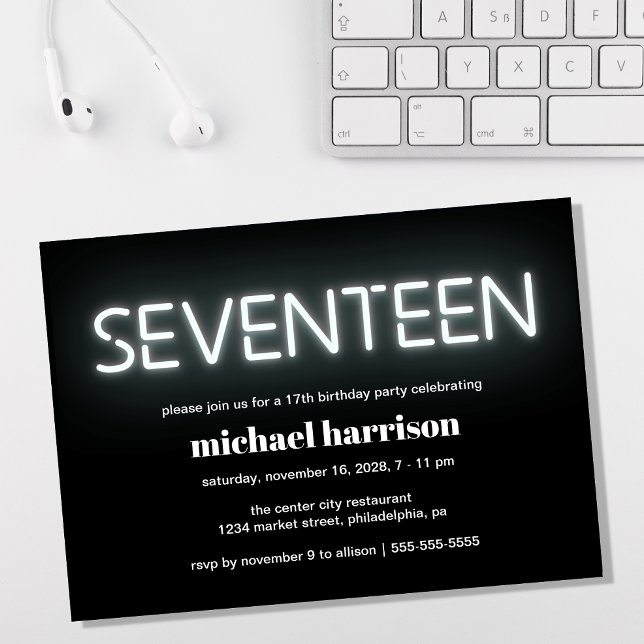 Invitación 17.º Fiesta de las luces de neón blancas (Subido por el creador)