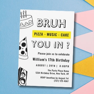 Invitación 17 cumpleaños Bruh, eres divertido chico adolescen