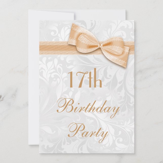Invitación 17mo Damasco de la fiesta de cumpleaños y falso (Anverso)