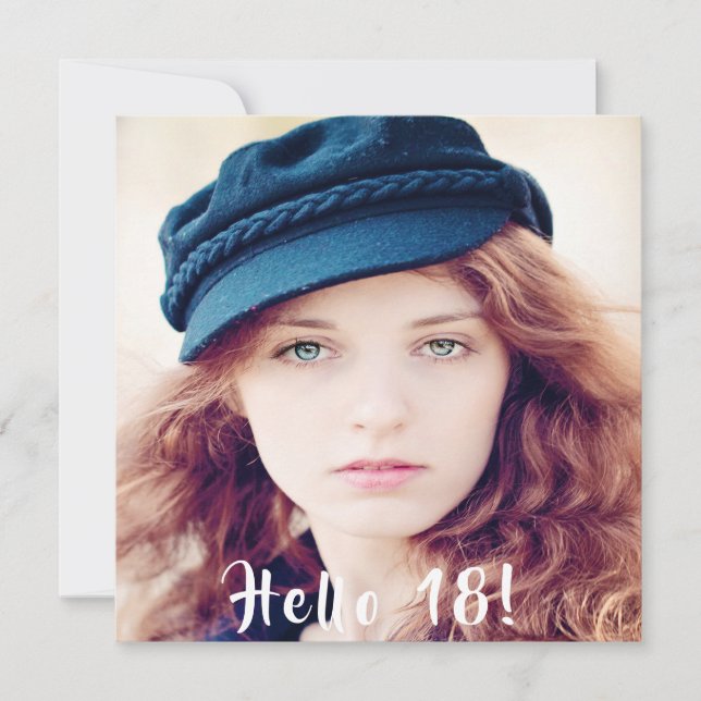 Invitación 18.ª fiesta de cumpleaños hola 18 foto (Anverso)