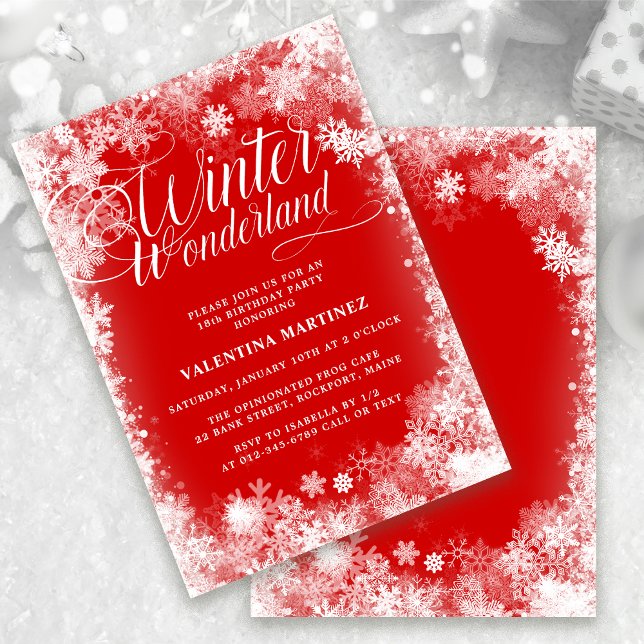Invitación 18.ª fiesta de cumpleaños Invierno Wonderland Snow (Subido por el creador)