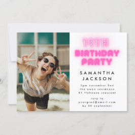 Invitación 18.ª Fiesta de Cumpleaños Luz Lumo Rosa Caliente N