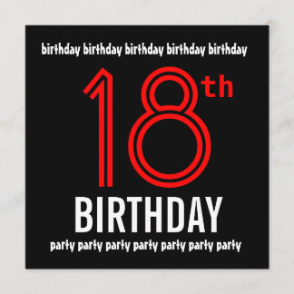 Invitación 18.ª fiesta de cumpleaños, moderno rojo y negro
