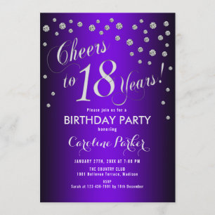 Invitación 18.ª Fiesta de Cumpleaños - Púrpura Plateado
