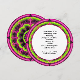 Invitación 18.ª ronda de la fiesta de cumpleaños Neon Kaleido