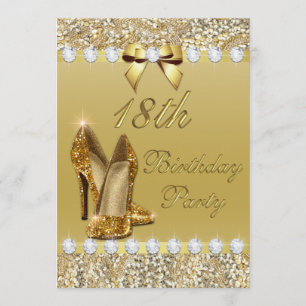 Invitación 18.º Cumpleaños Clásico Heels oro secuestra diaman