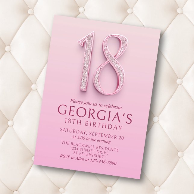 Invitación 18.º cumpleaños Diamantes rosados (Subido por el creador)