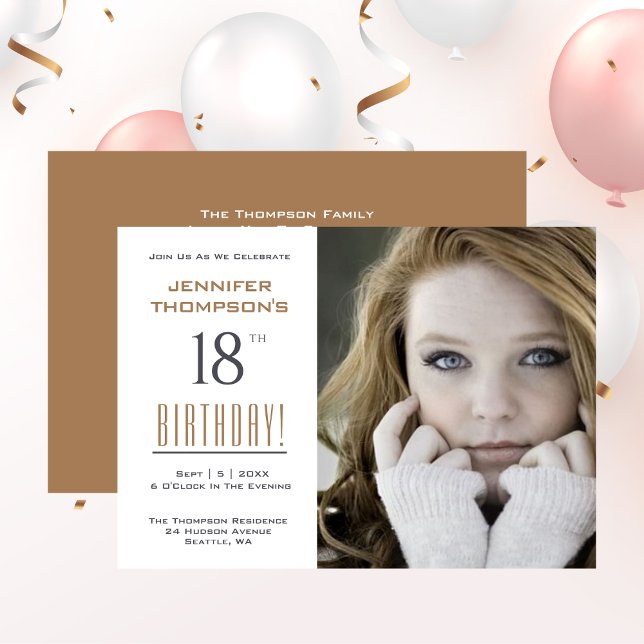 Invitación 18.º cumpleaños - Fiesta de fotos (18th Birthday - Photo Party Invitation)