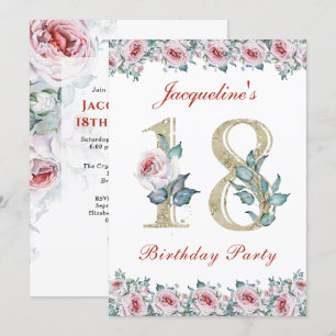 Invitación 18.º Fiesta de Rosas de cumpleaños