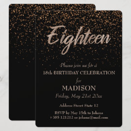 Invitación 18.º Purpurina de oro de cumpleaños