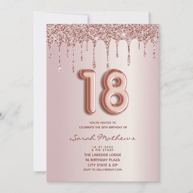Invitación 18.º Rosa de  de Oro Perforaciones Purpurinas (Anverso)