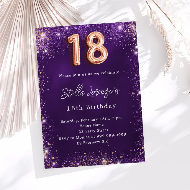 Invitación 18.º rosa morado de oro (Subido por el creador)