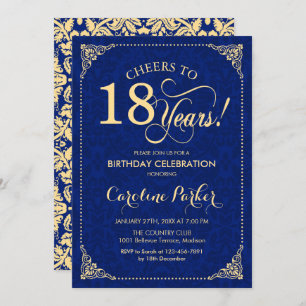 Invitación 18 Aniversario - Damasco Azul de la Marina de Oro