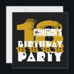 Invitación 18 Aniversario de la Fiesta del Nacimiento de 18 a<br><div class="desc">ORO DE 18 AÑOS Esta invitación con su gran y audaz número y letras divertidas hace una invitación divertida para la fiesta de cumpleaños de un adolescente.  Puede cambiar el color del texto para un aspecto diferente.  Personalice con el nombre de su hijo y los detalles de su fiesta!</div>