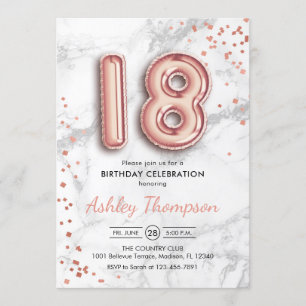 Invitación 18 Aniversario - Efecto de Mármol de los globos de