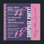 Invitación 18 Aniversario SORPRENDENTE de ella con Lace L6ZB<br><div class="desc">18 Aniversario SORPRENDENTE de ella con Lace L6ZB. Este moderno diseño es una manera elegante de invitar a sus huéspedes a una fiesta de cumpleaños 18 SURPRISE. Puede cambiar el color de fondo o el de texto para un aspecto diferente. Recomiendo el papel metálico de color hielo premium, que le...</div>