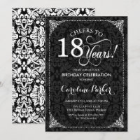 18° cumpleaños - Damasco blanco negro