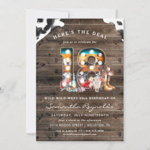 Invitación 18 cumpleaños Vaquero salvaje del Oeste